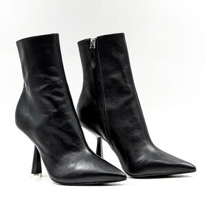 Black Suede Studio Jelena Black Leather Dressy Office Boots sz 10.5 US EU40.5